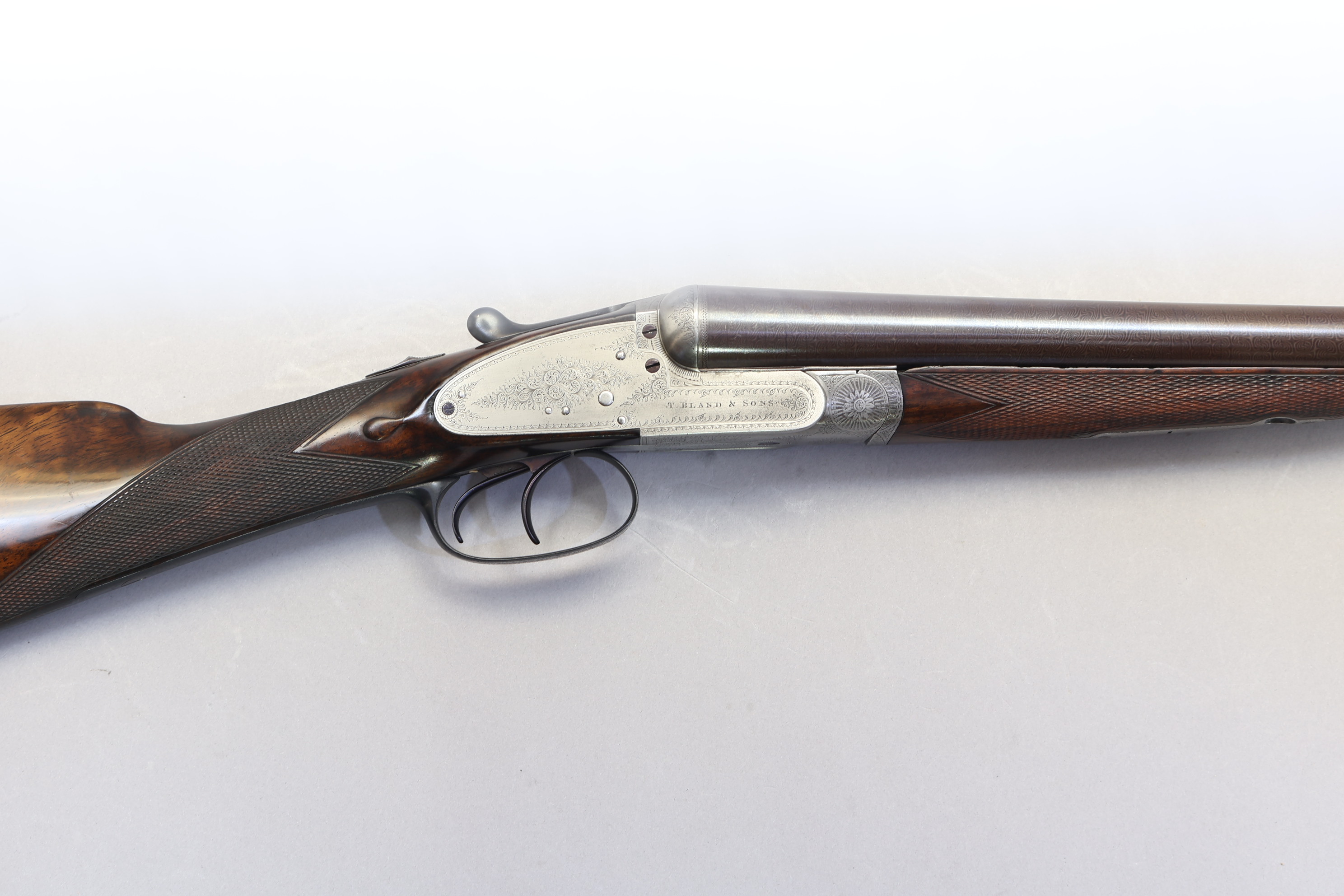 Antique Thomas Bland Sideplate Side by Side, 12 Ga 30.25" Damascus Barrels-img-0