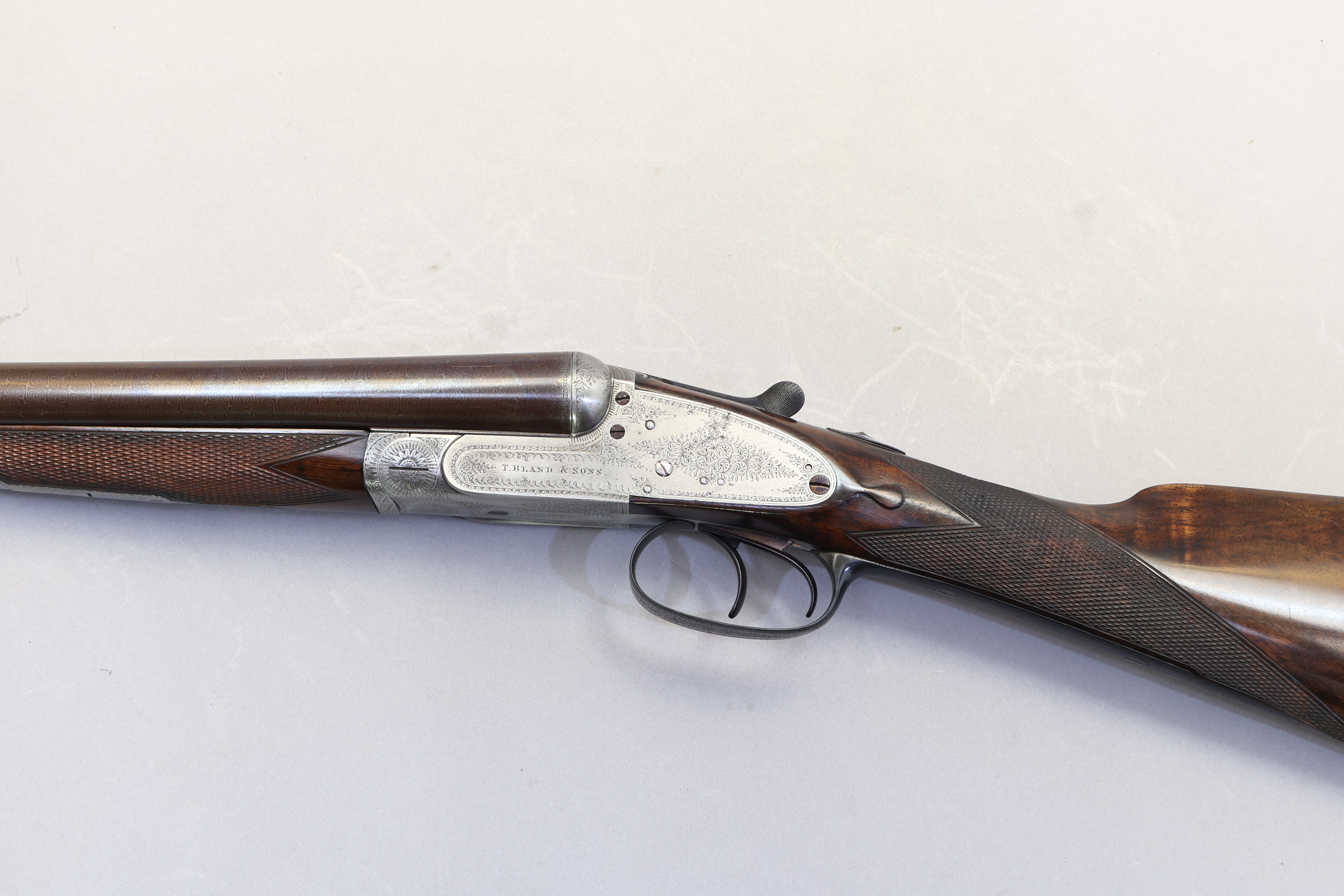 Antique Thomas Bland Sideplate Side by Side, 12 Ga 30.25" Damascus Barrels-img-3